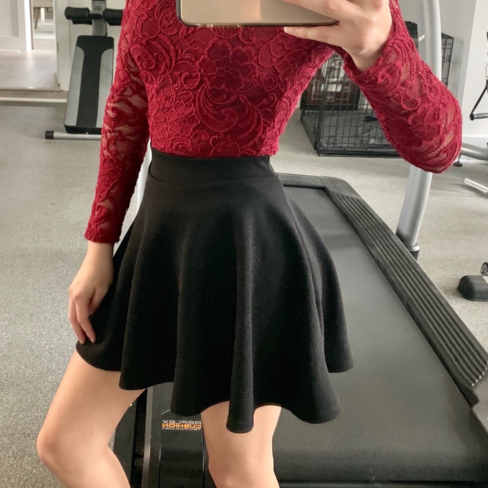 Black mini skater skirt